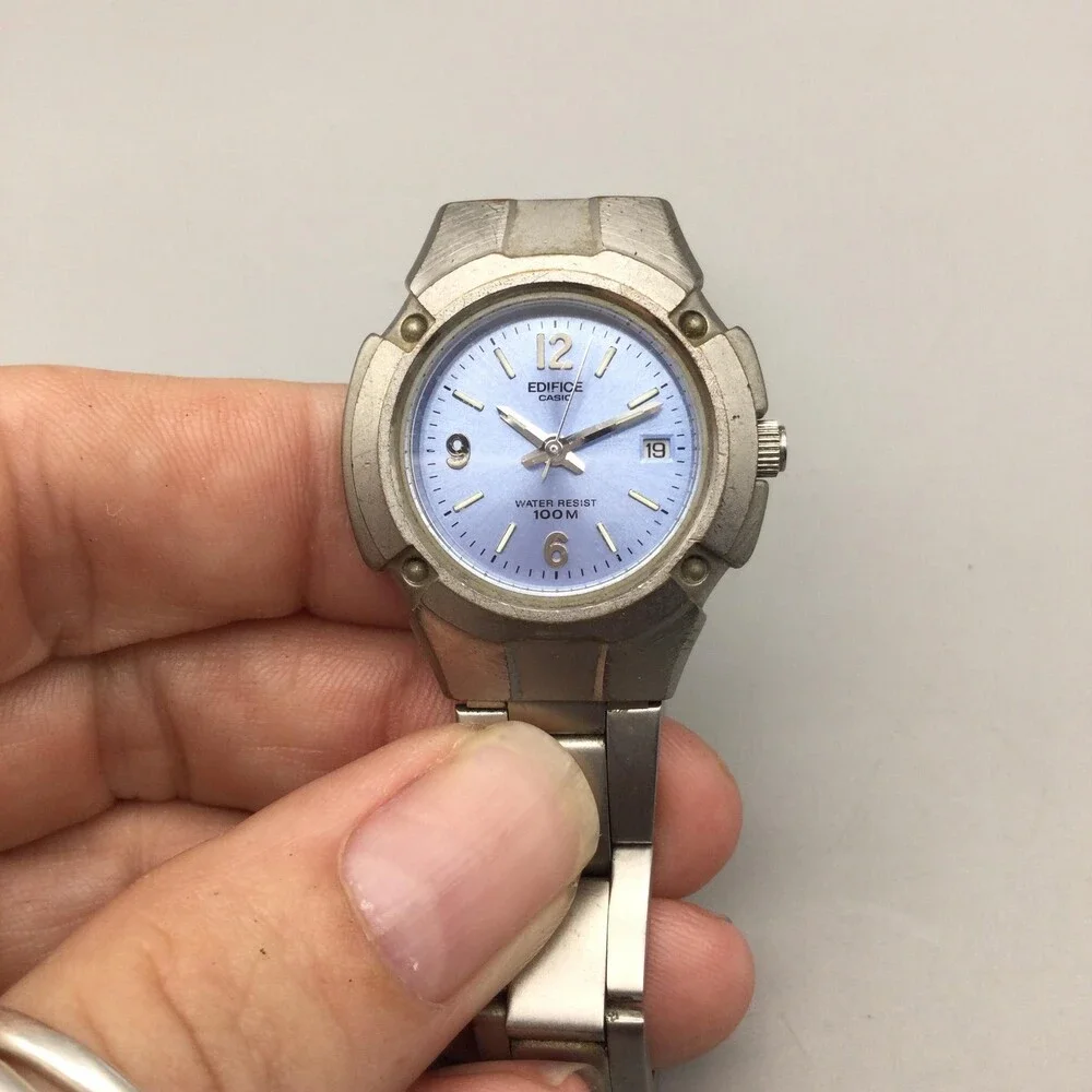 Casio Edifice 707 LWM-100 Womens Watch 29mm Blue Dial Date New Battery 6.75